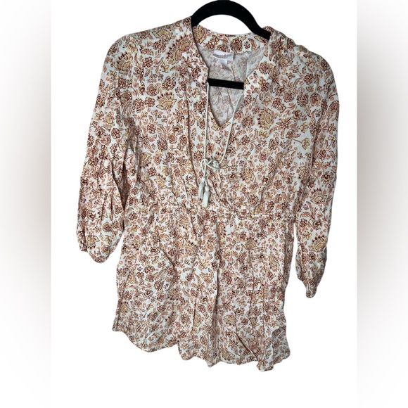 Isabel Maternity by Ingrid & Isabel Tops - Isabel Maternity Floral Blouse in Cream and Brown